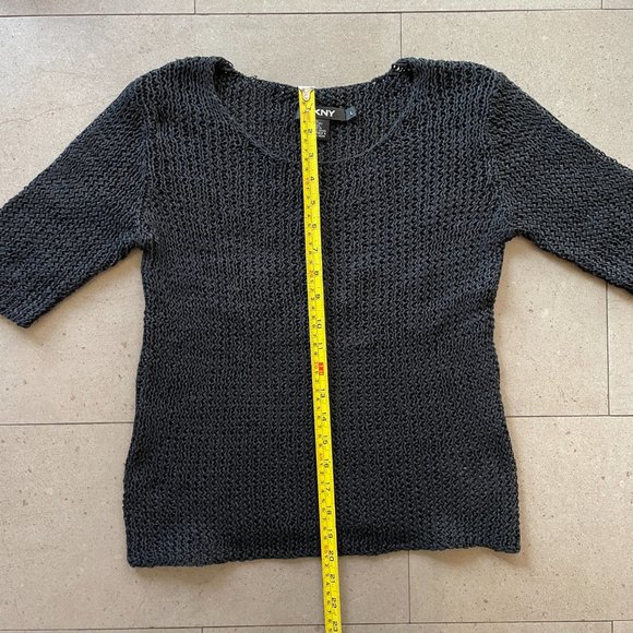 Vintage DKNY black lacy knit short sleeved top - Picture 9 of 10